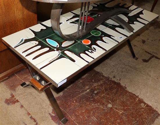 60s chrome base coffee table